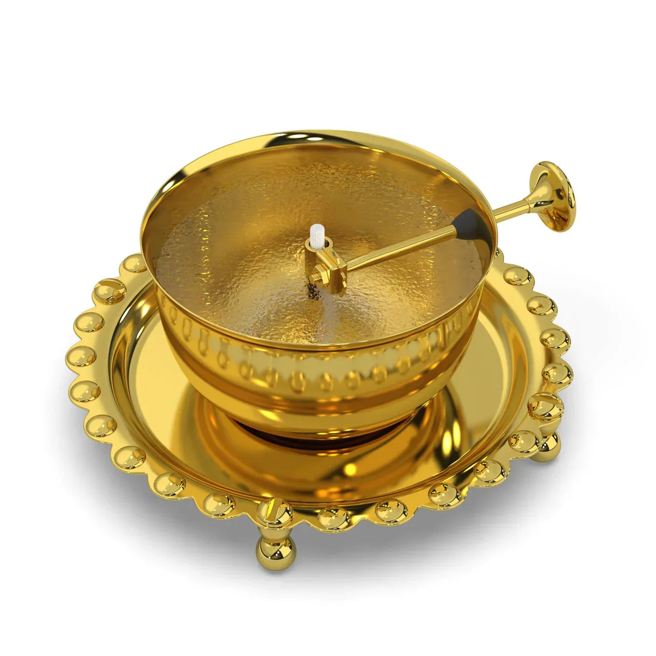 Golden Brass Akhand Jyot Diya with Adjustable Bati