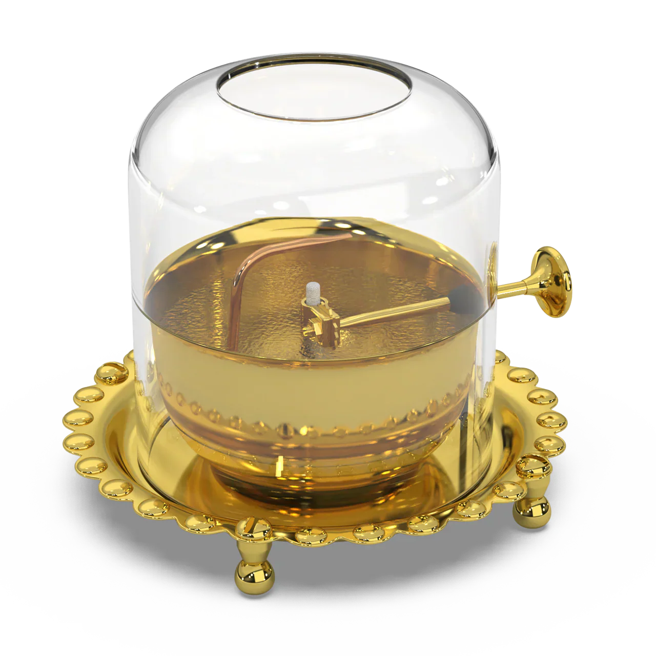 Golden Brass Akhand Jyot Diya with Adjustable Bati